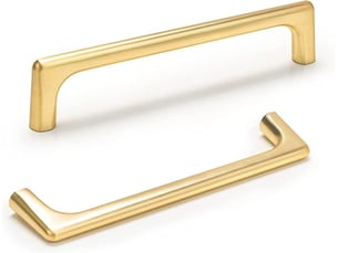Paire de poignées dorées en zinc avec entraxe de 128 mm, poignées pour tiroirs de cuisine et meubles