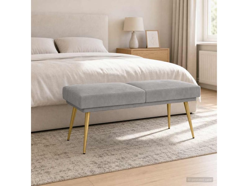  Banc d'entrée, banc à double couche gris clair 120x45x46 cm velours  - Conforama D