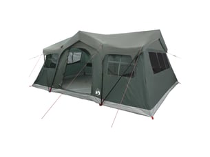 Tente de camping, tente familiale vert armée 10 personnes polyester et acier