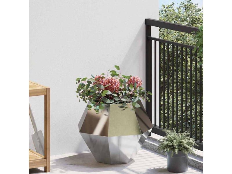 Jardinière - bac à fleurs argenté 50 x 50 x 40 cm acier inoxydable - Conforama D