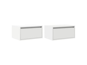 Lot de 2 tables de chevet - cabinet de chevet - table de nuit murales avec lumières led blanc