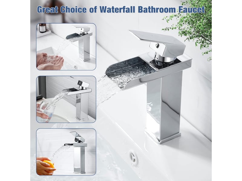  Robinet de salle de bain moderne cascade – eau froide et chaude  - Conforama E