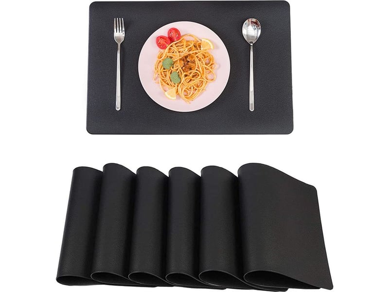  (noir) lot de 6 sets de table en cuir pu,set de table lavable imperméables rectangulaire sets de table résistant à la chaleur, pvc set de table,45 × 30cm  - Conforama A