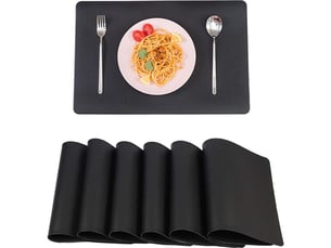 (noir) lot de 6 sets de table en cuir pu,set de table lavable imperméables rectangulaire sets de table résistant à la chaleur, pvc set de table,45 × 30cm
