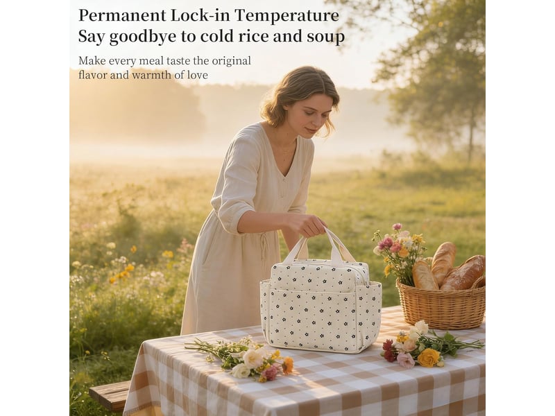  Velours côtelé sac isotherme repas femme, grande capacité sac lunch box, lunch bag isotherme avec de multiples poches, idéal pour le travail  - Conforama E