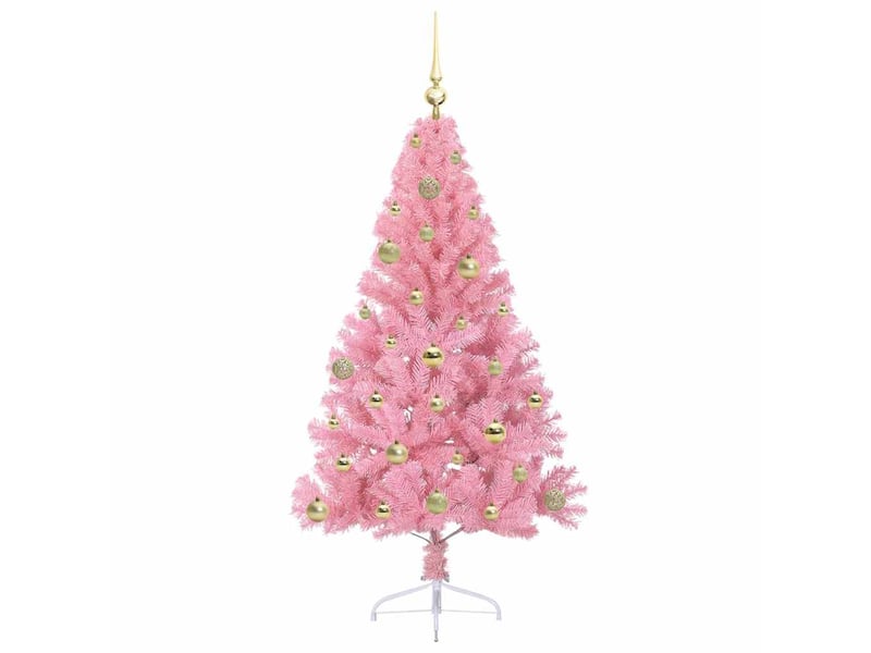  Sapin de noël artificiel, arbre de noël pré-éclairé rose 150 cm pvc shl790  - Conforama D