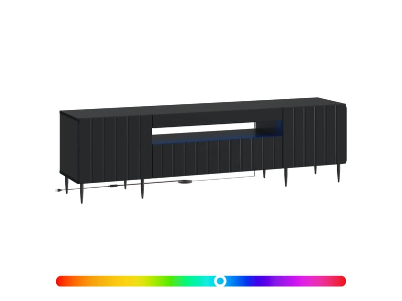  Meuble tv - banc tv - meuble de rangement led noir bois d'ingénierie  - Conforama C