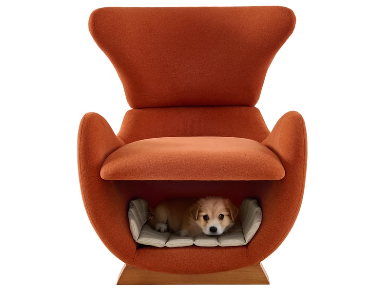  Fauteuil avec niche intégrée ou petit chien, assise rembourrée en tissu résistant aux griffures rouge brique  - Conforama A