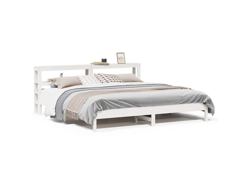  Lit double- lit adulte -  cadre de lit sans matelas blanc 180x200 cm bois massif de pin  - Conforama A