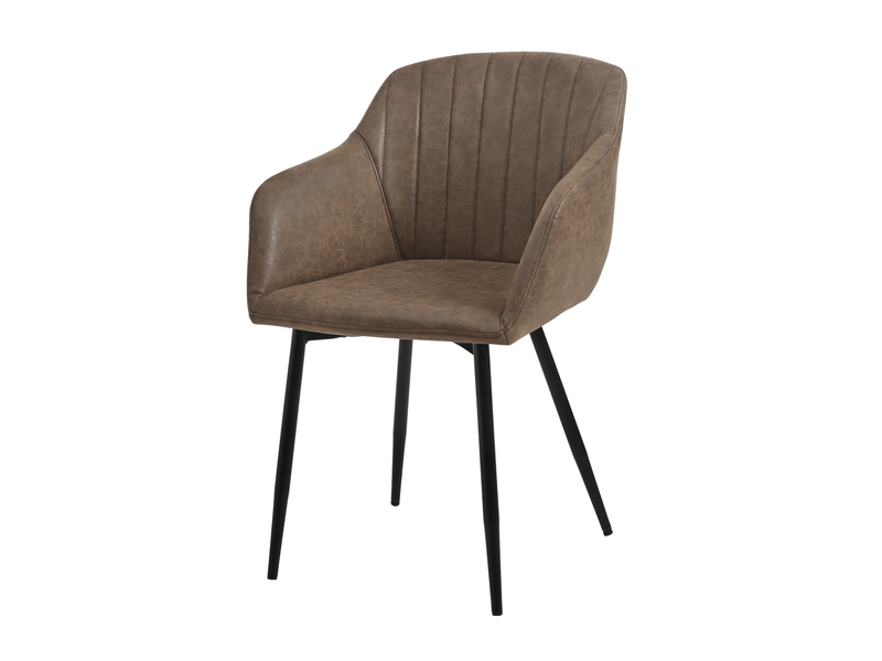  Lot de 6 chaises de salle à manger goeurvant 711 en similicuir et pieds en métal - marron foncé JOD00711AAS-6 - Conforama R