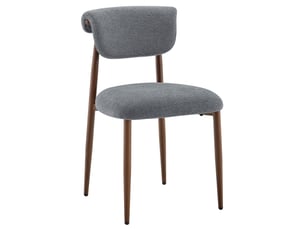 Lot de 2 chaises de salle à manger, chaise de cuisine rembourrée sans accoudoirs, tissu aspect lin et métal style moderne, gris