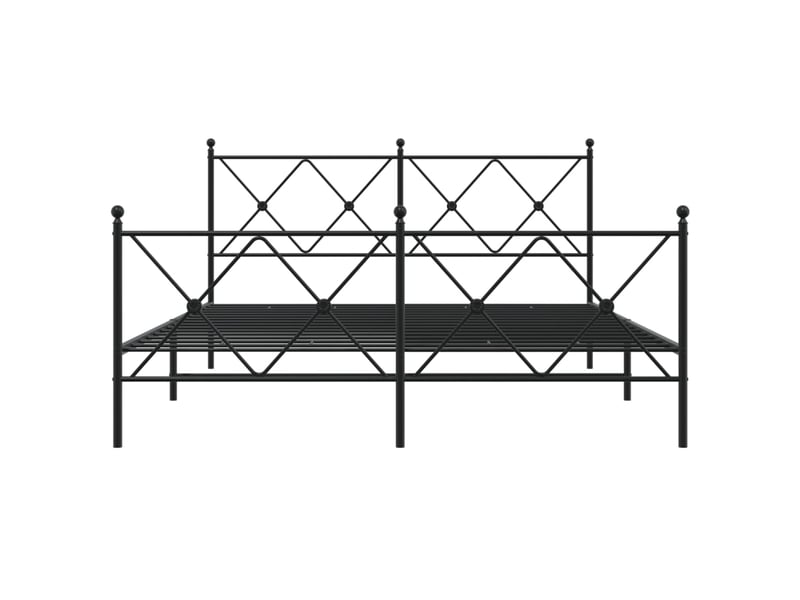  Lit double- lit adulte -  cadre de lit métal sans matelas avec pied de lit noir 150x200cm  - Conforama C