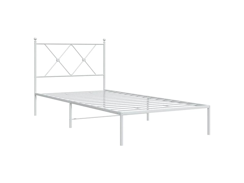  Lit simple- lit adulte -  cadre de lit métal sans matelas avec tête de lit blanc 90x190cm  - Conforama B