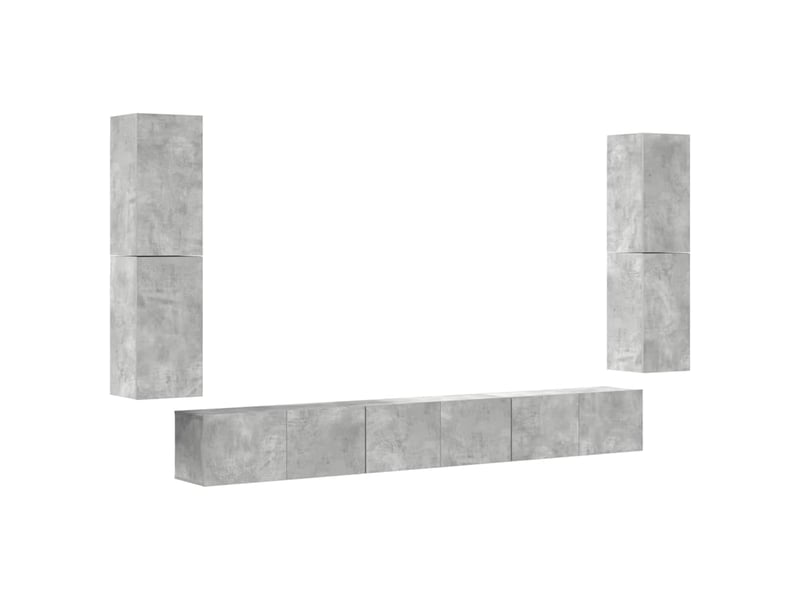  Ensemble de meubles tv - banc tv - meuble de rangement 7 pcs gris béton bois d'ingénierie  - Conforama A