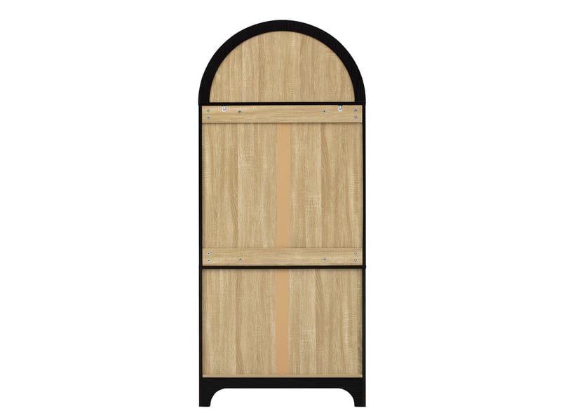 Buffet haut 76 x 40 x 180 cm, verre cannelé, grand tiroir et étagères réglables, noir Jamama eleni - Conforama W