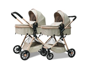 Poussette combinée 80 x 62 x 106 cm beige en tissu et mesh, siège réversible, pliage rapide, naissance à 36 mois