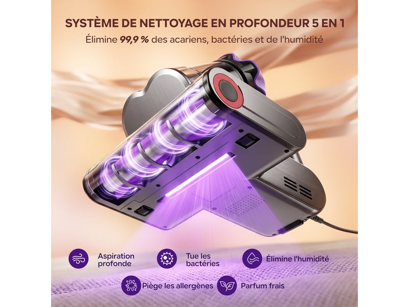  M2 aspirateur anti-acariens 550w 16kpa matelas uv-c stérilisation air chaud filtration hepa aromathérapie câble 5m M2 - Conforama C