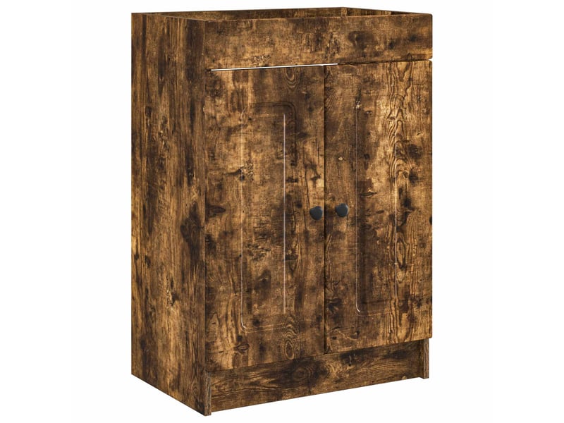  Armoire sous évier de salle de bain, meuble de rangement chêne fumé shl3194  - Conforama A