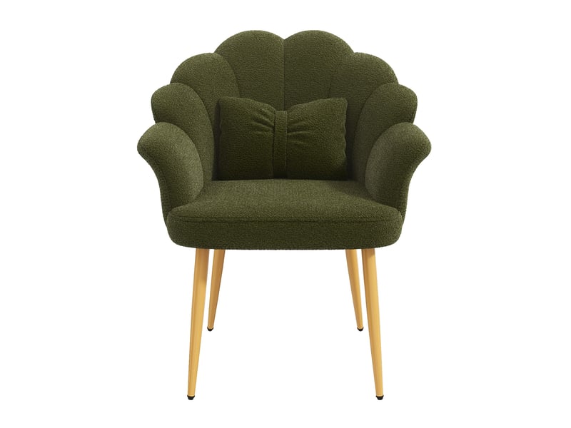 Lot de 2 fauteuils de salle à manger avec accoudoirs 64x65,5x85 cm tissu teddy vert - Conforama D