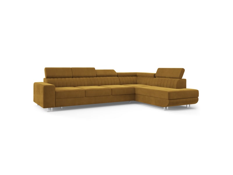  Canapé d'angle hestion, velours jaune  - Conforama A