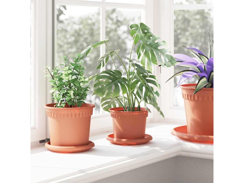 Jardinière - pots de plantes 24 pcs rouge brique plastique - Conforama D
