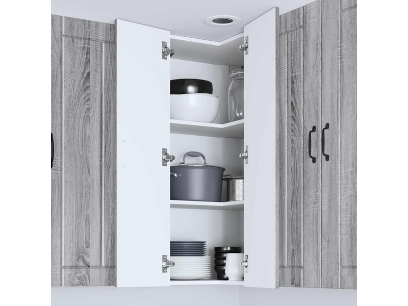  Meuble mural de cuisine, armoire d'angle cuisine lucca sonoma gris 57x57x100cm  - Conforama D
