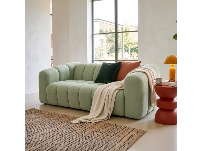 Canapé capitonné convertible 3 places en tissu chenille vert sauge - ouverture express - belleville Belleville - Conforama B