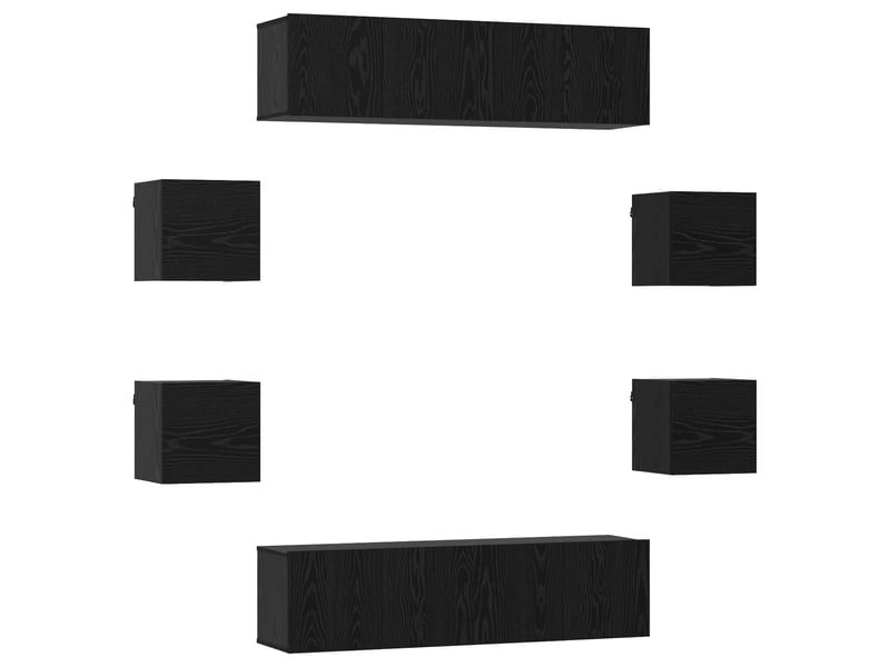  Ensemble meuble tv - banc tv - meuble de rangement 8 pcs chêne noir bois d'ingénierie  - Conforama A