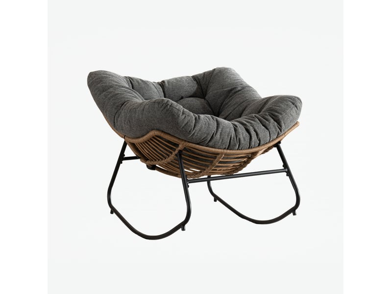  Fauteuil à bascule modenvie moderne en chenille gris 102 x 98 x 77 cm  - Conforama A