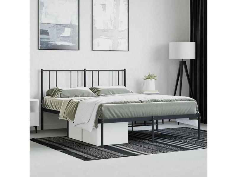  Lit double- lit adulte -  cadre de lit métal sans matelas et tête de lit noir 160x200 cm  - Conforama C