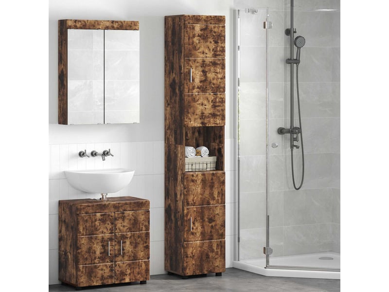 Ensemble d'armoire de salle de bain tulum chêne fumé cf62980 - Conforama B