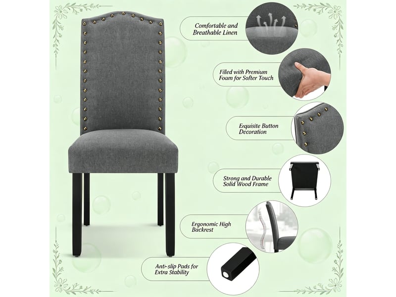 Chaises de salle à manger élégance lot de 2, dossier haut, salon, coiffeuse, bureau et cuisine - Conforama E
