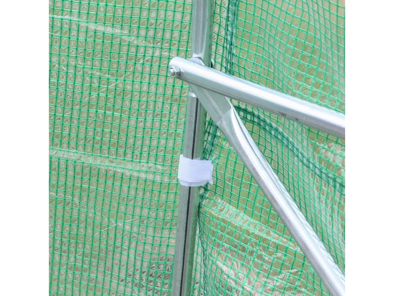  Serre de jardin 450x300x205 cm – verte – porte zippée et fenêtres enroulables, structure acier galvanisé  - Conforama E