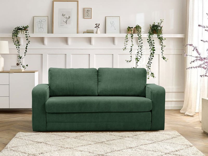  Bobochic canapé droit convertible déplimousse come velours côtelé vert COME - Conforama B