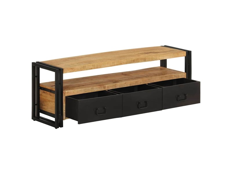  Meuble tv - banc tv - meuble de rangement 120x30x40 cm bois massif de manguier  - Conforama C