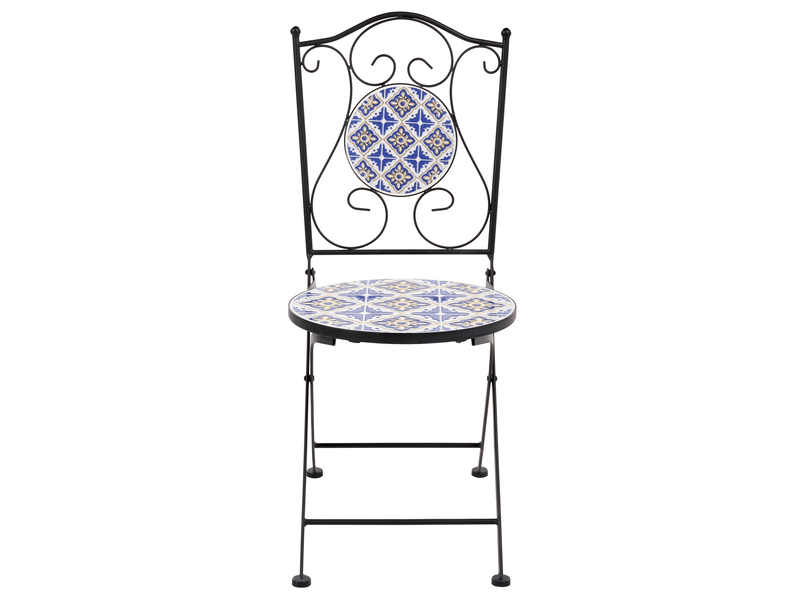  Lot de 2 chaises de jardin siponto pliant métal blancbleu  - Conforama E