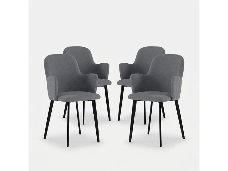  Lot de 4 chaises rembourrées en tissu facile à nettoyer flow - gris clair  - Conforama A