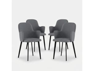Lot de 4 chaises rembourrées en tissu facile à nettoyer flow - gris clair