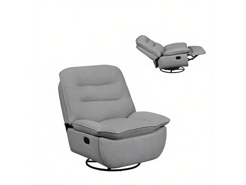  Fauteuil relax inclinable et pivotant 360° - 95 x 49,5 x 106 cm - avec repose-pieds intégré - tissu effet lin - gris foncé  - Conforama A