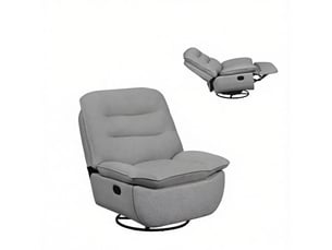 Fauteuil relax inclinable et pivotant 360° - 95 x 49,5 x 106 cm - avec repose-pieds intégré - tissu effet lin - gris foncé