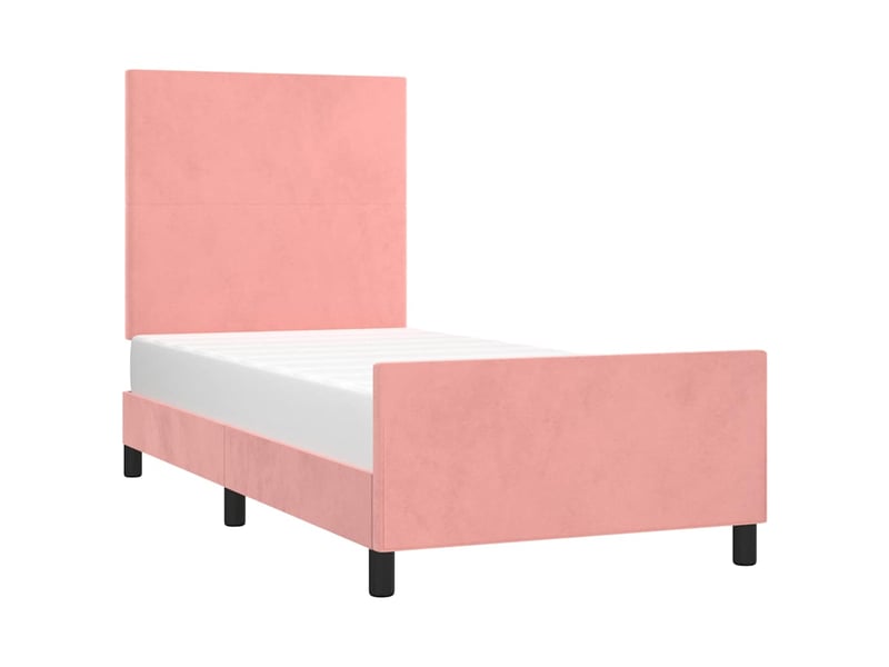  Lit simple- lit adulte -  cadre de lit sans matelas rose 80x200 cm velours  - Conforama B