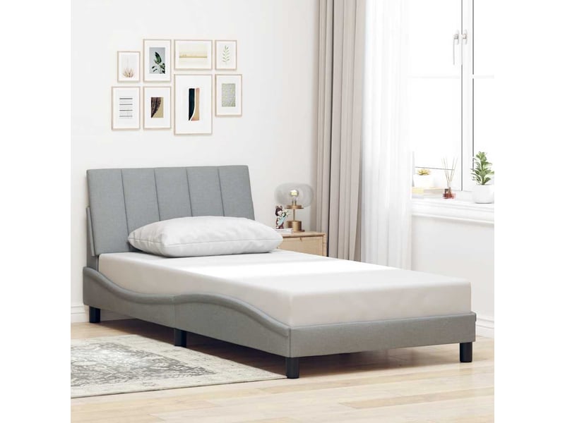  Lit simple- lit adulte -  cadre de lit sans matelas hanko gris clair 100x200 cm tissu  - Conforama C