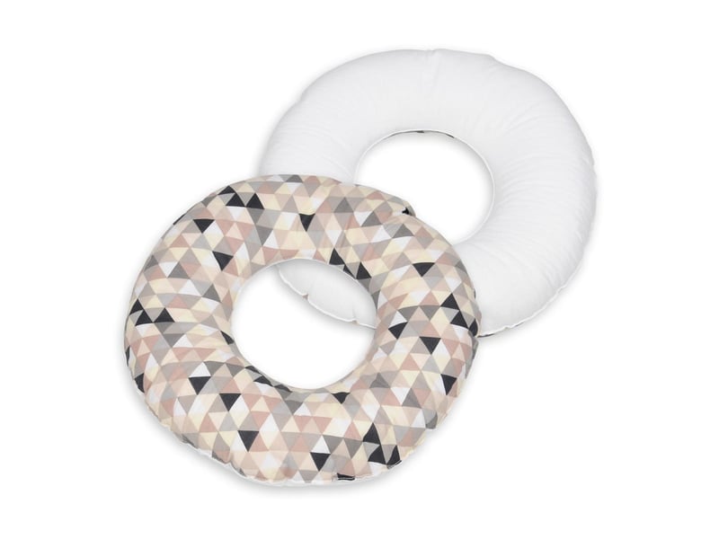  Coussin rond post natal triangles beiges  blanc 4200043.1 - Conforama A
