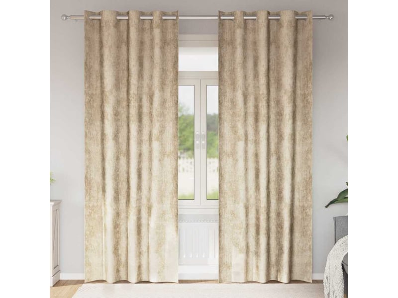  Lot de 2 rideaux en velours, rideaux de fenêtre crème 260 x 140 cm velours cf44196  - Conforama B
