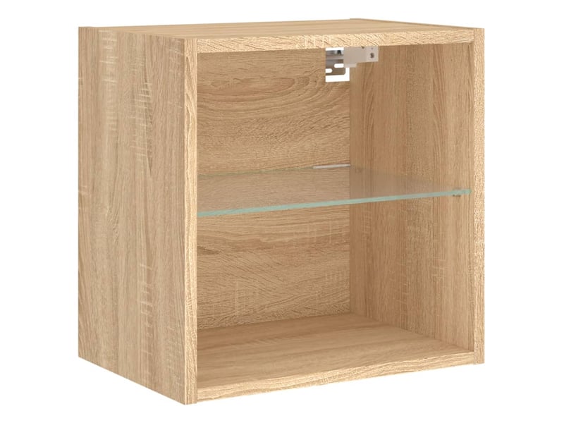 Table de chevet - cabinet de chevet - table de nuit murale avec lumières led chêne sonoma - Conforama E