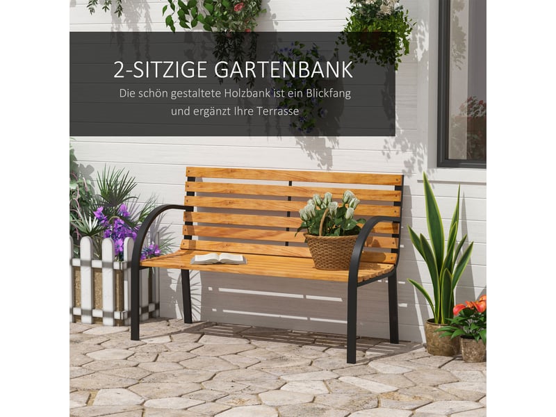  Banc de jardin 2 places en acier et bois de pin 122 x 60 x 83 cm  - Conforama E