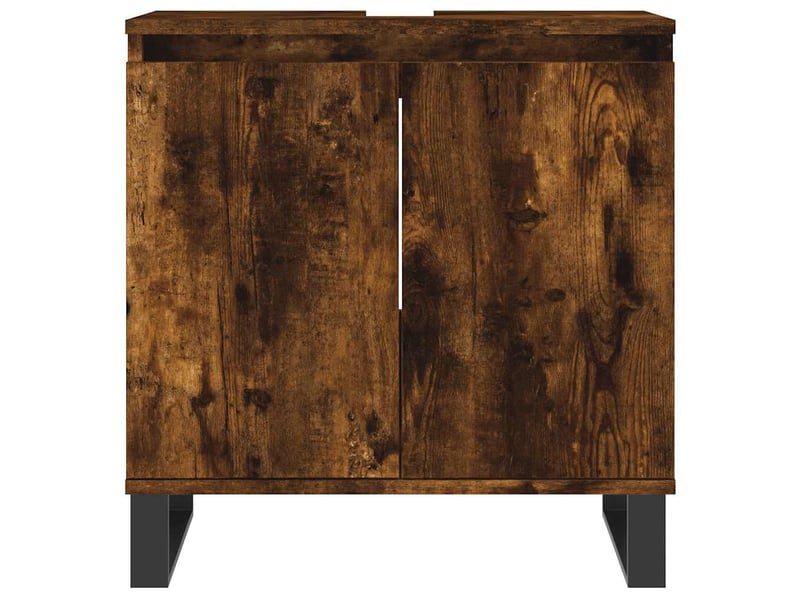  Amoire de salle de bain chêne fumé 58x33x60cm bois d'ingénierie shl6550  - Conforama D