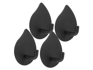 Crochets adhésifs muraux acier inoxydable noir goutte d'eau, imperméables et résistants, pour salle de bain cuisine, lot de 4 pièces