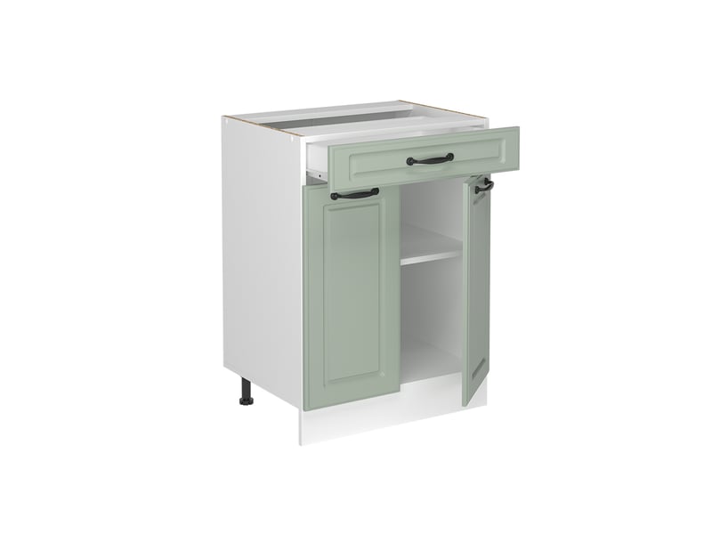 Vicco meuble cuisine, mint campagneblanc, 60cm avec tiroir plan de travail anthracite - Conforama E