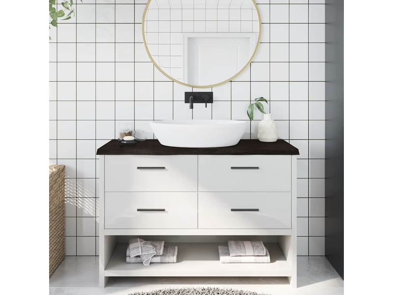  Comptoir de salle de bain, plan de travail marron foncé bois massif traité cf65870  - Conforama B